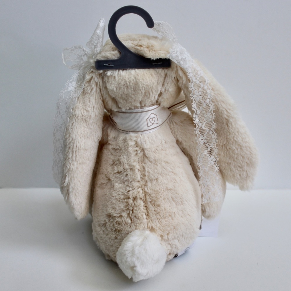 Snug Beige Lace Bow Bunny Plush Soft Baby Toy Stuffed Animal Lovey 12" Medium - Picture 4 of 5